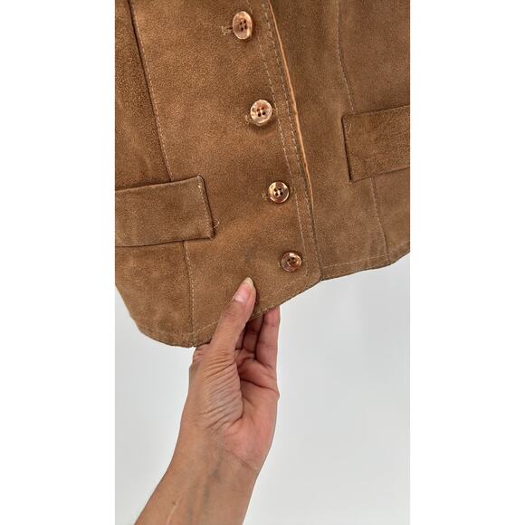 Vintage WINLIT Suede tan Vest size S western biker festival concert bohemian - Picture 6 of 9